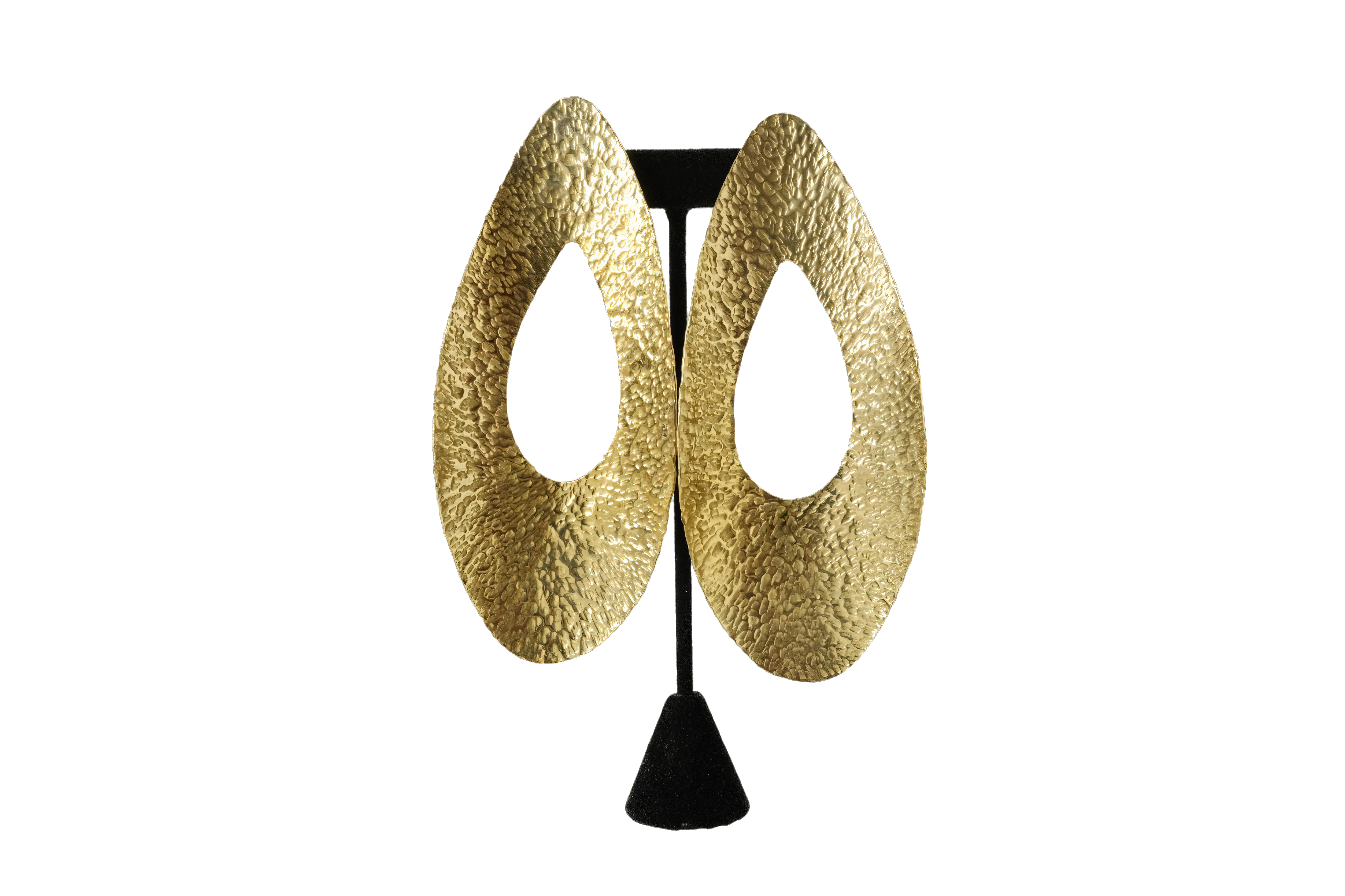 Hammered Pear Brass Earrings