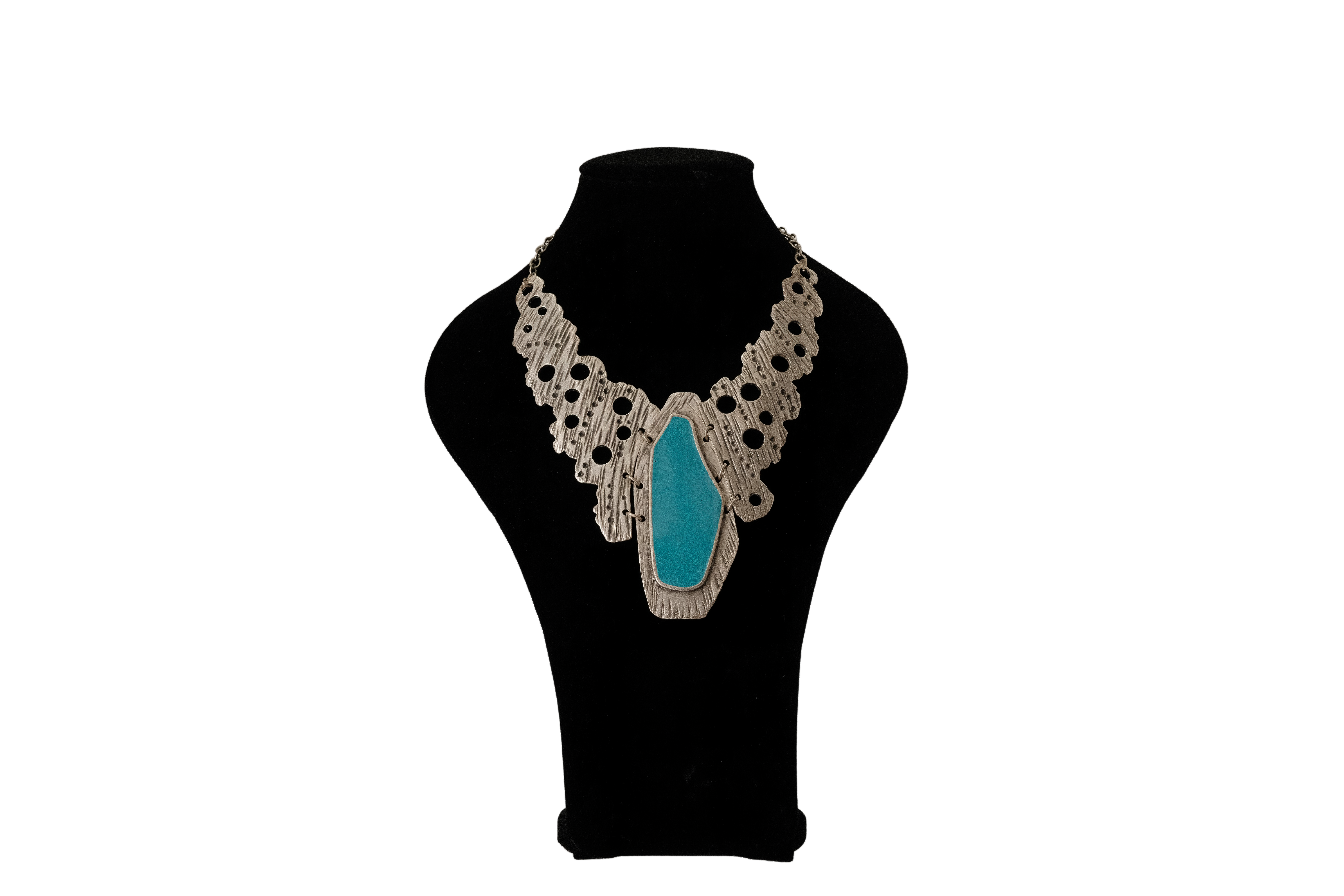Blue Jewel Brass Necklace