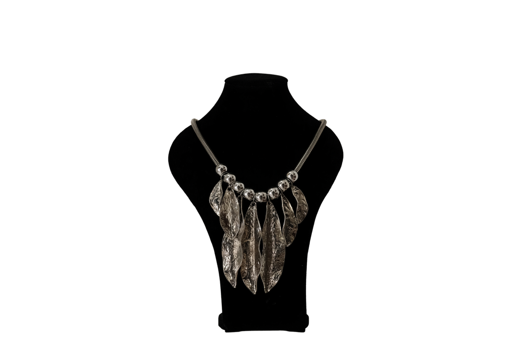 Silver Hammered Leaves Necklace