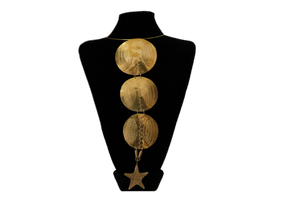 Brass Tri-Circle and Star Necklace