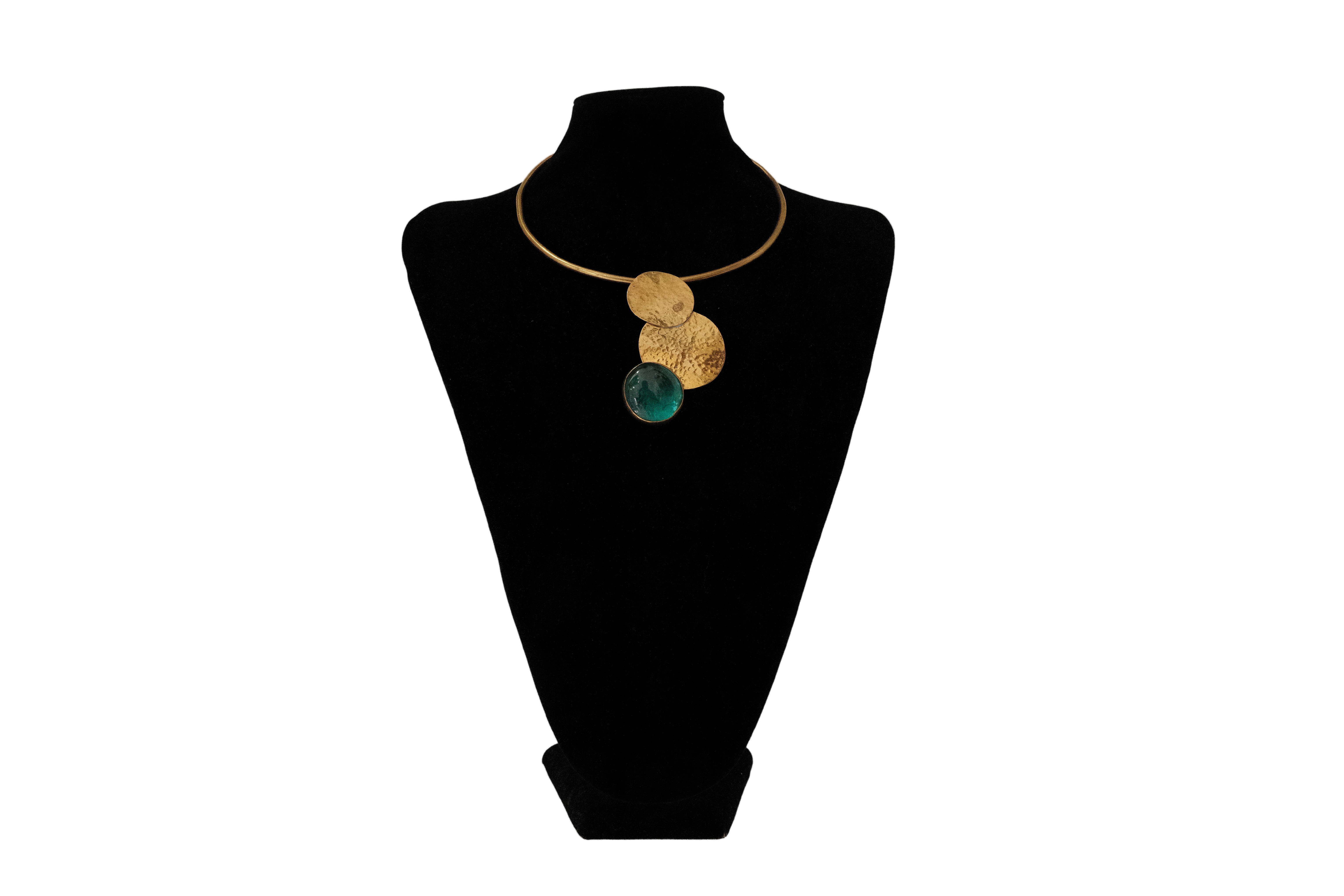 Hammered Jewelled Brass Necklace