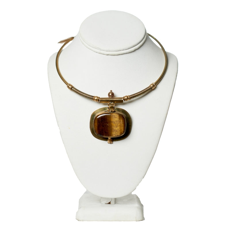 Brass wirh Brown Stone Necklace
