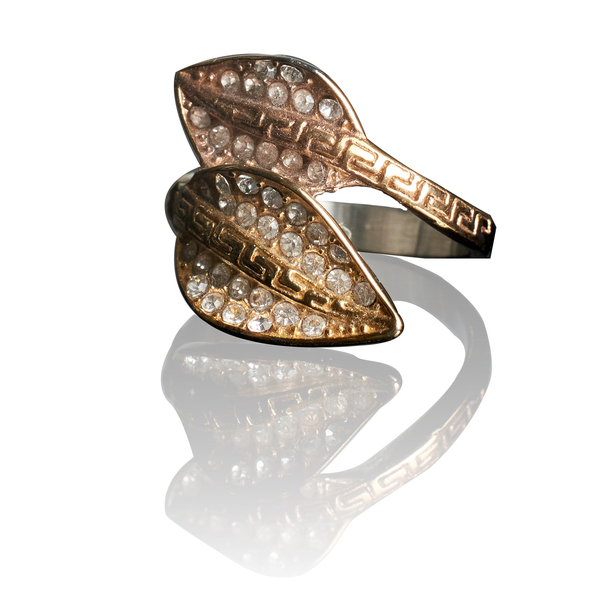 Leaf with Diamond Open Ring