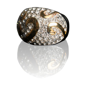 Gold Plated Stainless Steel Ring with Diamond
