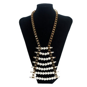 Gold Ling and Pearls Necklace