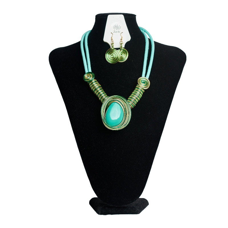 Turquoise Wire Wrapped Necklace Set