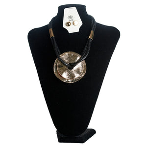 Doubled Circle Black and Gold Necklace